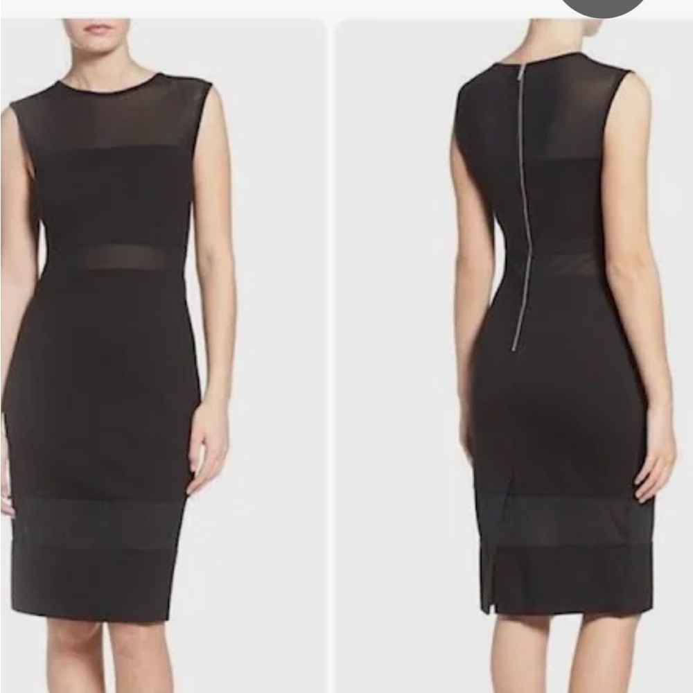 French Connection Black Sheath Midi Dress Cap Sleeve